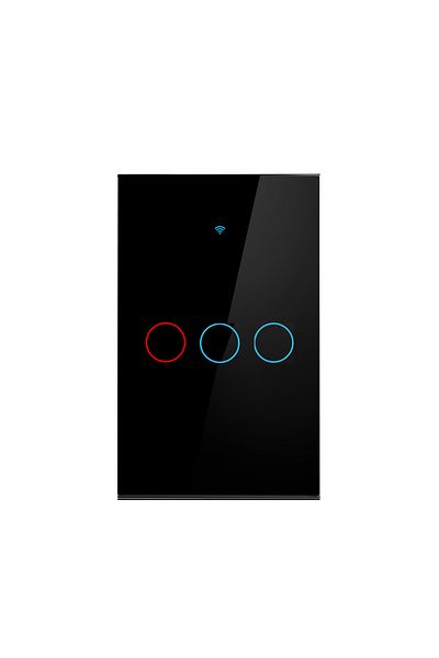 Choice black 3 gang Tuya WiFi US Smart Light Switch Neutral wire/No Neutral wire Required 120 Type Wall Tou