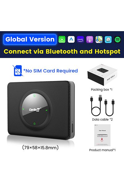 Choice Global Version CarlinKit T2C CarPlay Android Auto Wireless Adapter for Tesla Model 3 Model Y Model S