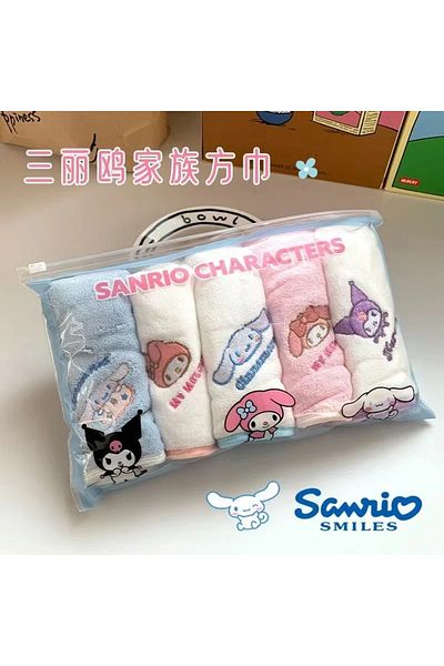 Choice black 5pcs  Sanrio My Melody children's face washcloth, baby bath towel, absorbent, non-shedding, so