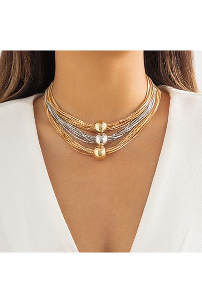 Choice mixed color IngeSight.Z Multi Layered Exaggerated CCB Material Big Ball Choker Necklace For Women Vi