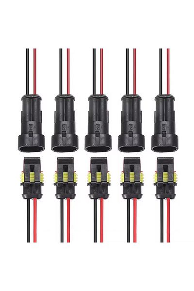 Choice 10PCs (5pairs) Black Waterproof 2 Pin Wire Connectors - Automotive Connector Kit for Car, Truck, Mot
