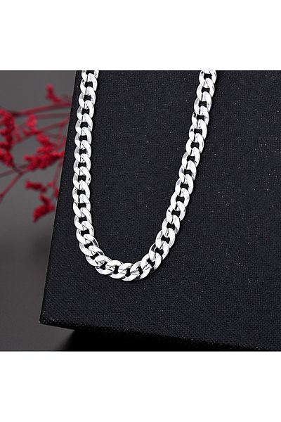 Choice 24 inches 60 cm Fine Silver color Creative 7MM Chain bracelets neckalces jewelry set for man women f