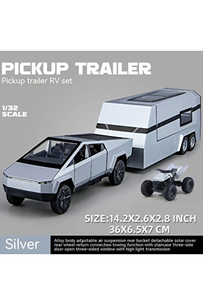 Choice1 Pickup RV Silver 1:32 Toy Trucks for Boys Cybertruck Model Silver Pickup Truck Diecast Metal Toy Car