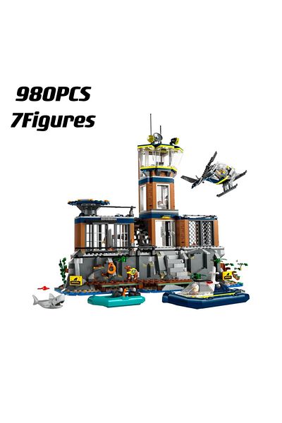Choice No box 980PCS City Series 60419 Sea Prison Island Police Building Speedboat Assembly ThiefBuilding B