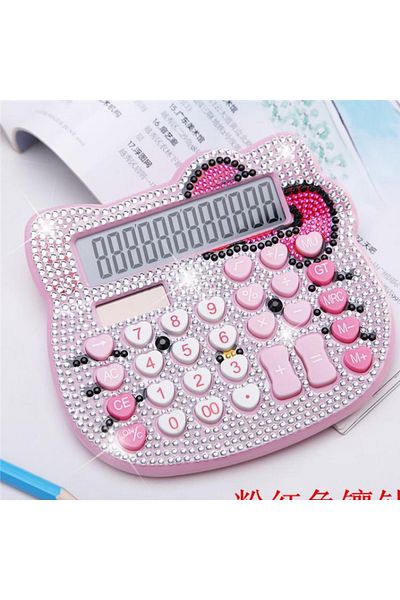 Choice B Sanrio Hello Kitty Solar Energy Calculator Diamond Student Bow Tie Heart Button Accounting Creati.