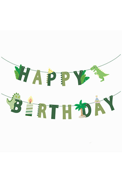Choice لافتة عيد ميلاد سعيد على شكل ديناصور أخضر، عبوة واحدة، ديكور جداري لحف...