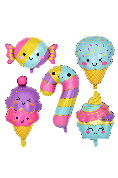 Choice كما في الصورة، 5 قطع مزيج 1/5 قطع آيس كريم حلوى كعكة حلوى بالونات رقائ...