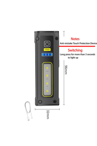 Choice1 (رمادي) مصباح يدوي صغير محمول قابل لإعادة الشحن بتقنية LED STD01 مصباح خدمة الطوارئ الخارجية مع مفتاح مغناطيسي