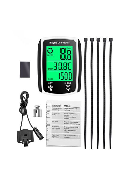 Choice White Bicycle Bike LCD Computer Wired Cycling Speed Odometer English Waterproof Bike Accessories Bac