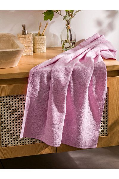 LC Waikiki LCW HOME Βαμβακερή πετσέτα μπάνιου με ροζ σχέδιο 70x140 εκ.