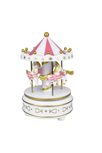 Choice White-Pink Creative Fantasy Carousel Music Box Exquisite Design Ferris Wheel Ornaments Plastic Chris