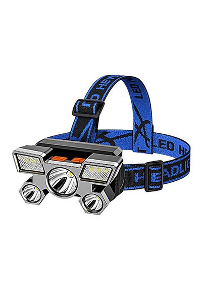 Choice blue white European standard 1 pair Led Five Head Headlight Strong Light Super Bright Rechargeable F