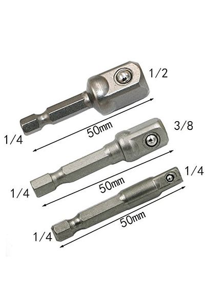 Choice 3PCS 3 Pcs Drill Socket Adapter Impact Drill Extension Drill Bits Bar Socket Adapter 1/4 3/8 1/2 Siz