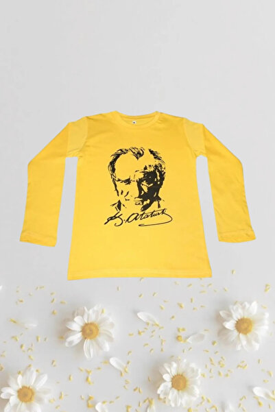 YCN TEKSTİL تيشيرت هلال ونجمة وأتاتورك للجنسين بأكمام طويلة