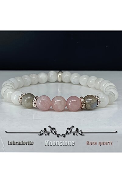 Choice سوار أبيض بطول 20 سم، قطعة واحدة، مصنوع من حجر اللابرادوريت والكوارتز ...