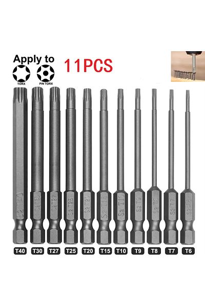 Choice 11pcs Torx Screwdriver Bit Set 75mm /3 inch Hex Security Magnetic Head Extra Long/T7/T8/T9/T10/T1...