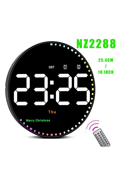 Choice NZ2288 Remote Control 10 inch Colorful Led Wall Calendar Clock for Home Decoration with Temperature