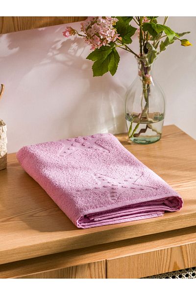 LC Waikiki LCW HOME Βαμβακερή πετσέτα μπάνιου με ροζ σχέδιο 70x140 εκ.