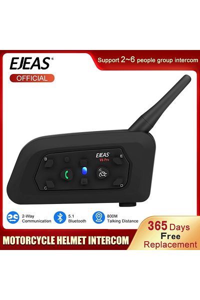 EJEAS Single Pack EJEAS V6 Pro+ Motorcycle Bluetooth Helmet Headset Intercom Communicator 1200m Interphone