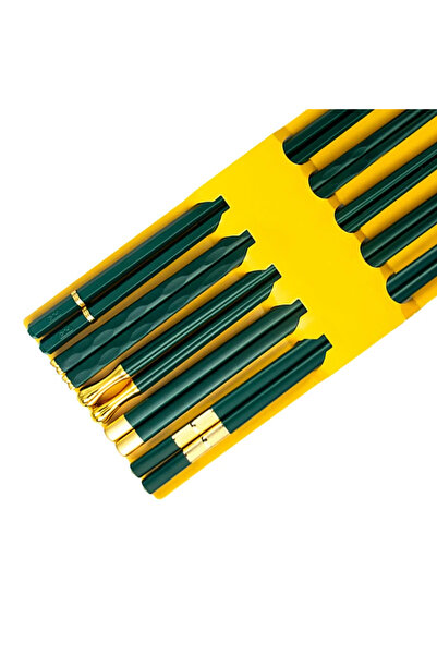 Choice 5 أزواج من عيدان تناول الطعام اليابانية الخضراء القابلة لإعادة الاستخد...