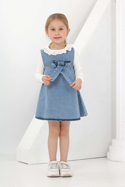 ANGELOS GIRLS Κοριτσίστικο φόρεμα τζιν 2 τεμαχίων (Jean Dress + Bady Sweat) 12180