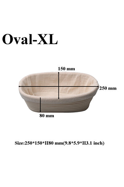 Choice سلة بيضاوية كبيرة جدًا من الروطان الطبيعي مع بطانات، سلة تخمير العجين،...