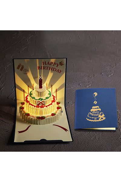 Choice blue Musical Birthday Greeting Cards 3D Pop Up Gift Card with Led Music Gift Cards with Envelope Wed