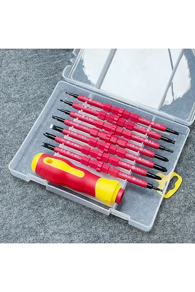 Binoax With Box 8Pcs Insulated Screwdriver Set Magnetic Double Head Electrical Tools CRV Slotted Phillips T