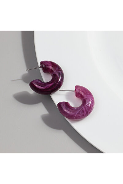 Choice أقراط دائرية من الأكريليك بتصميم هندسي ملون على شكل حرف C من فيش شيب بوهو للنساء، أقراط دائرية من الراتنج بتصميم بسيط على شكل حرف C