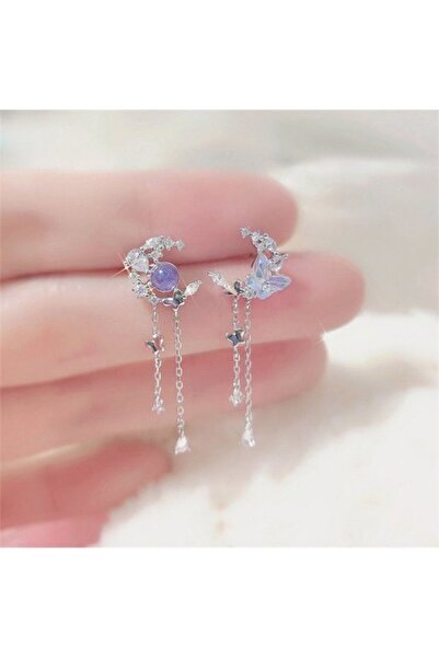 Choice ER22Y1484 أقراط جديدة رائعة من الزركون على شكل فراشة وقمر للنساء على ا...