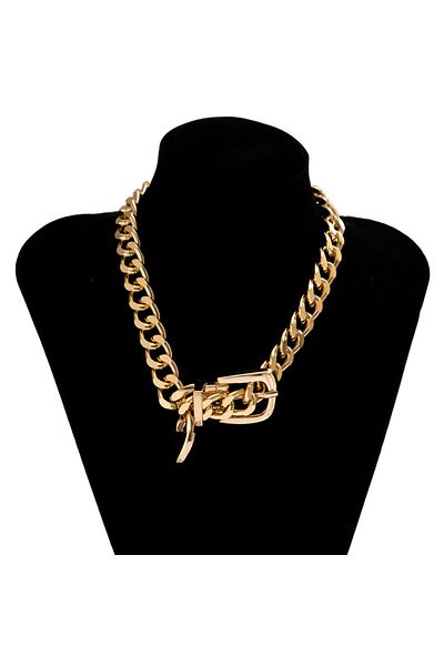 Choice Gold Color Ingemark Exaggerated Heavy Metal Belt Choker Necklace For Women Punk Thick Chunky Clavicl