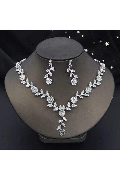 Choice S041-2 3 Pcs Sweet Jewelry Set Exquisite Rhinestone Pendant Banquet Party Women Fashion Romantic Cry