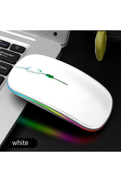 Choice ماوس ألعاب لاسلكي قابل لإعادة الشحن 2.4 جرام أبيض LED 2.4 جرام محمول مريح وهادئ ومناسب