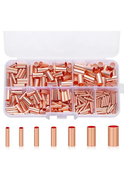 Choice 250pcs kit 250Pcs Wire Ferrules Kit 7 Size Copper Crimp Connector Non Insulated Electrical Butt Term