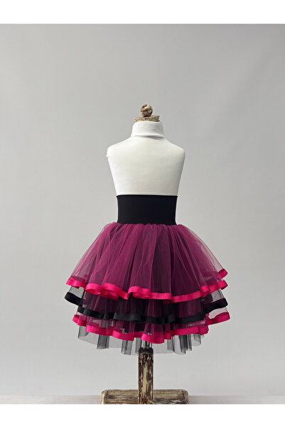 LULLY KİDS Devojčica Postavljeno Suknja sa trakom, detaljna, 4-slojna Til tut...