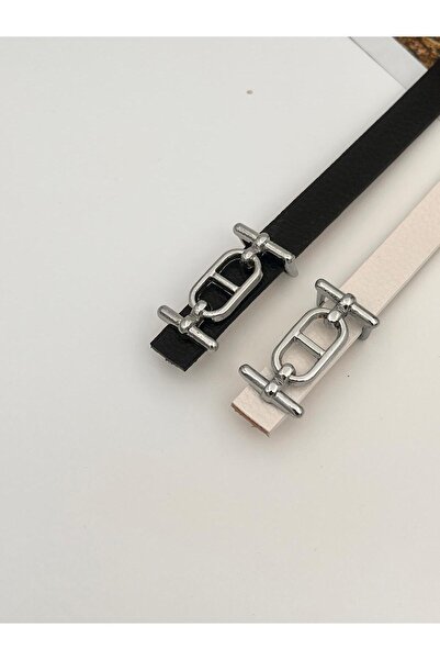 Descoin Pachet de 2 curele subțiri cu cataramă argintie, curea pentru pantalo...