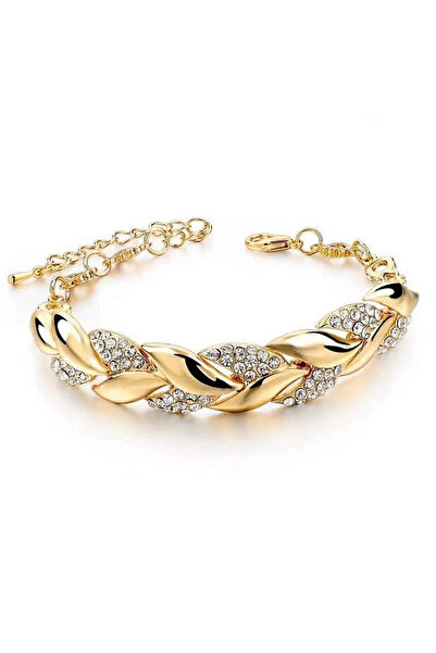 Choice 805027-سوار هيب هوب ذهبي قطعة واحدة للنساء، سوار ذهبي ملتوي من حجر الك...