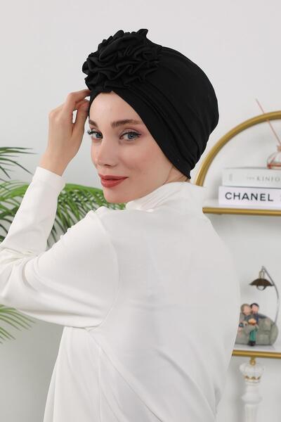 Aisha's Design Χειμερινό καπό με τριαντάφυλλα, B-21O, Μαύρο