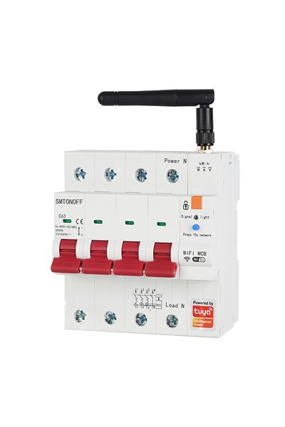 smartmcb 380V 63A adjustable Tuya Smart WiFi RS485 4P  MCB Breaker Prepaid Meter Timer Switch Voltage Current