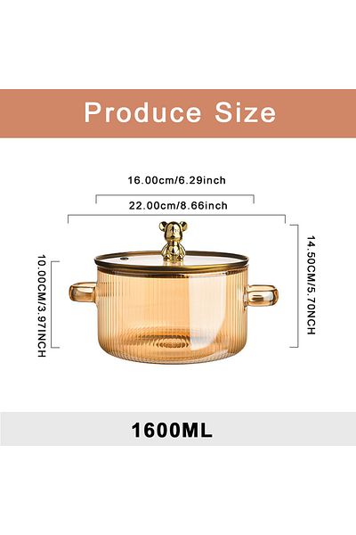 Choice 1600ml Glass Saucepan Clear Cooking Pot Soup Pot Heating Dual Handles Glass Saucepan With Cover Kitc