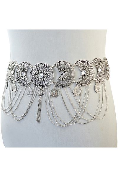 Choice silvery Waist Chain Belly Dance Performance Tassel Women European American Fashion Trend Retro Hollo