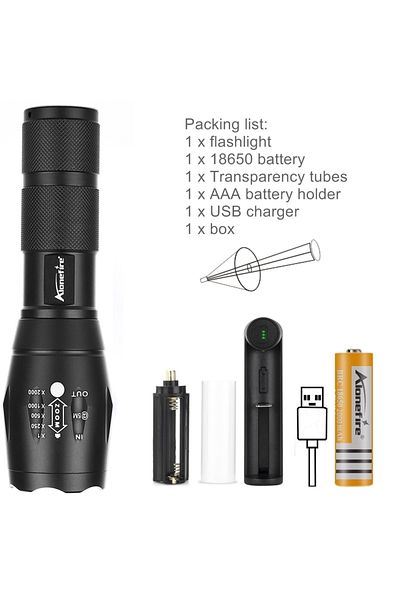 Choice E17-T6-18650-C1 10W Zoom LED Flashlight High Power Camping Hunting Fishing Work Home Outdoor Hiking