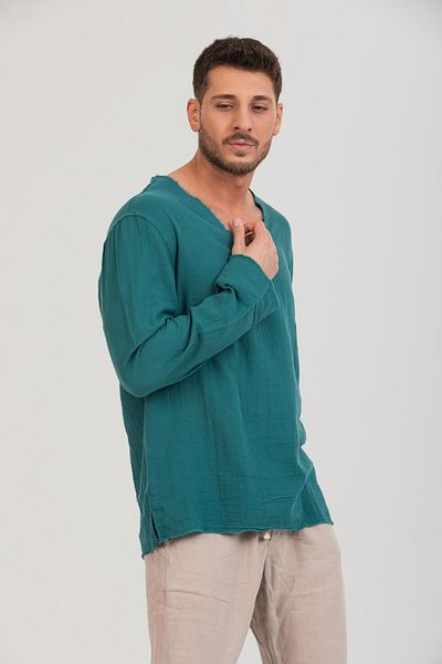 Store Men's 100% Cotton Relaxed Fit Long Sleeve T-Shirt - Stylish and Modern Design