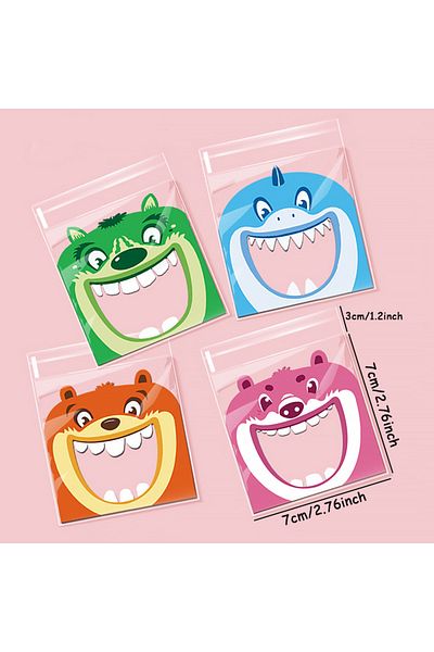 Choice other 100pcs Candy Bags 100pcs Cute Printing Opp Self-sealing Bag Lovely Animals Big Mouth Printed G