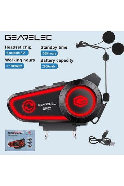 Choice DK02 GEARELEC DK02 Motorcycle Helmet Headset Stereo Bluetooth Hands Free Call IPX7 Waterproof 2800mA