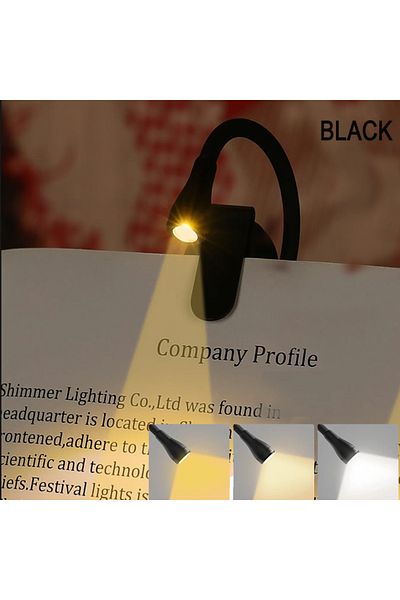 XIWANGFIRE 1pc black Mini Foldable Book Light Eye Protection Light Clip-on 360° Flip Study Lamp Rechargeable Ba