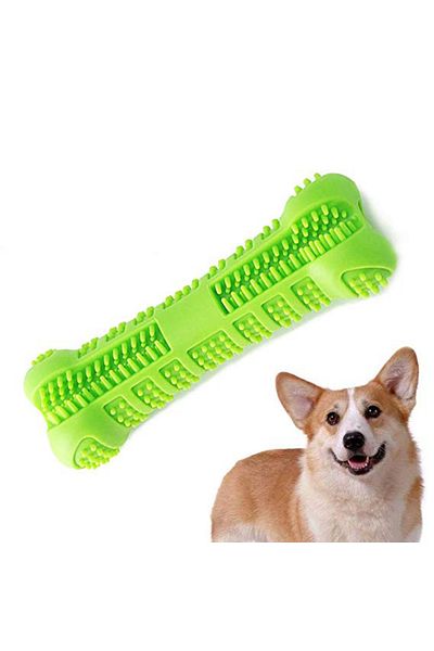 Choice L 14.5x4.7cm Green Soft Rubber Dog Toothbrushes Puppy Chew Toys Dog Brush Stick 360 Degree Teeth Cle
