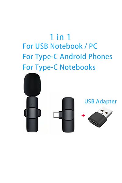 Choice 1in1TypeC-USBAdapte New Wireless Lavalier Microphone Portable Audio Video Recording Mini Microphone