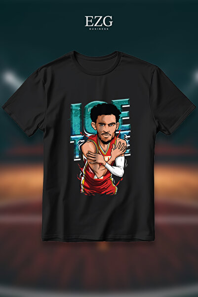 EZG Business Μπλουζάκι Ice Trae Young με στάμπα, Oversize Unisex, 100% βαμβάκ...