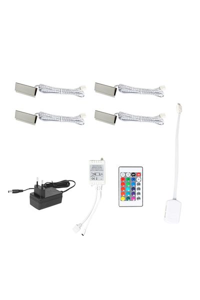 Choice 4Pcs EU LED Clip On Glass Shelf Lighting Under Cabinet Night Lights Kit for Glass Edge Shelf with Re